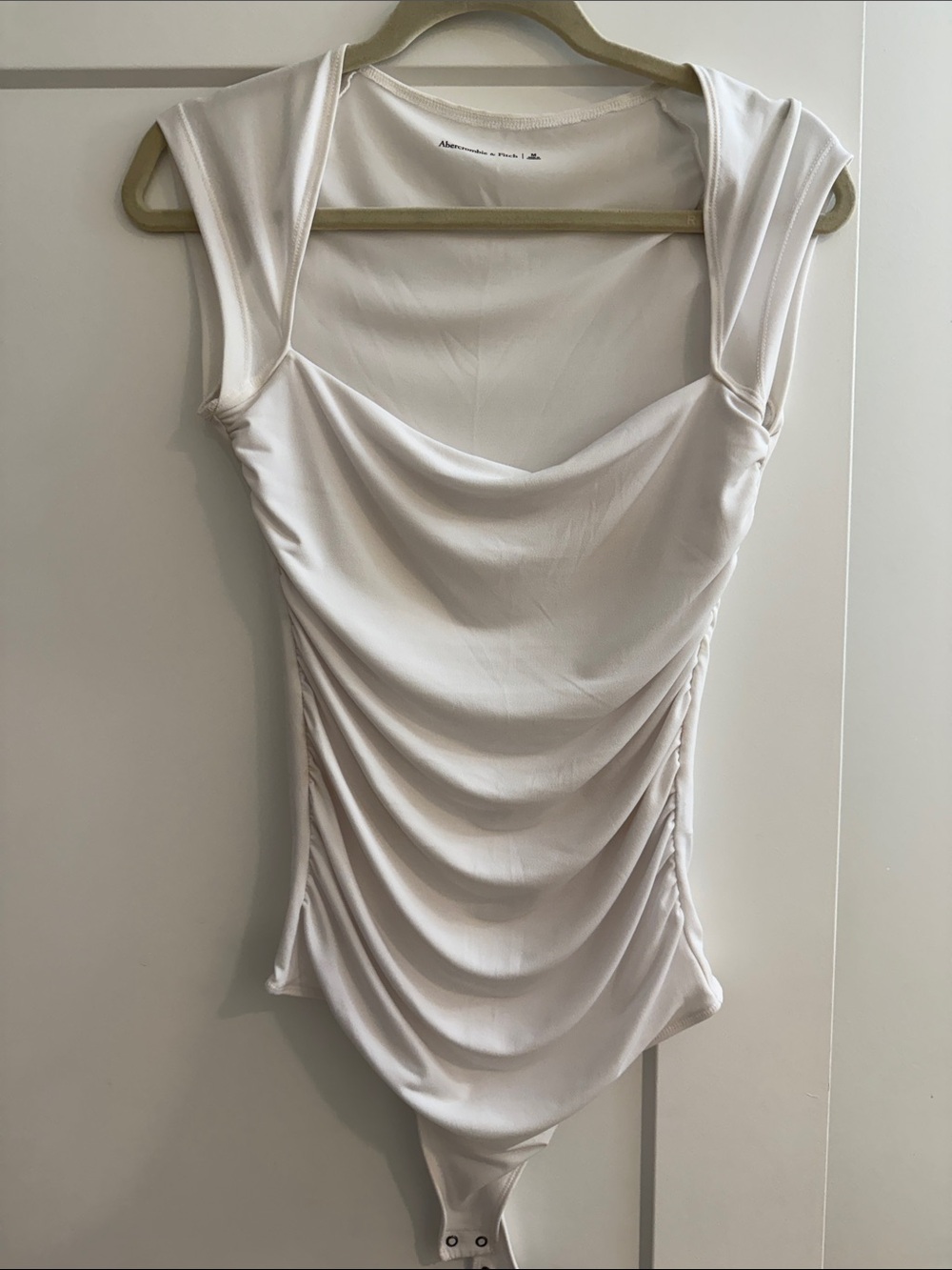 Abercrombie & Fitch Ivory Draped Cowl Bodysuit